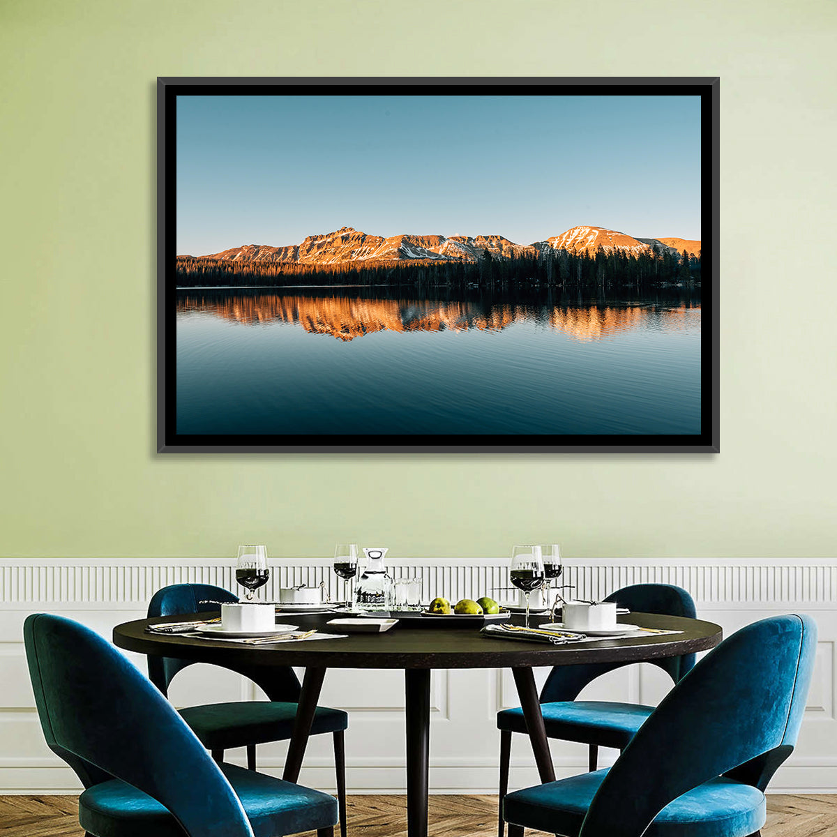 Mirror Lake Reflection, Uinta Mountains Wall Art in a room, landscape