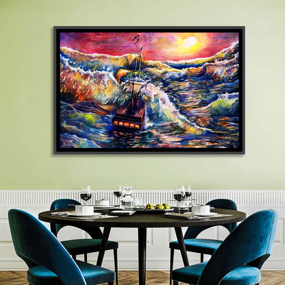 Stormy Sunset Sailing Ship Wall Art