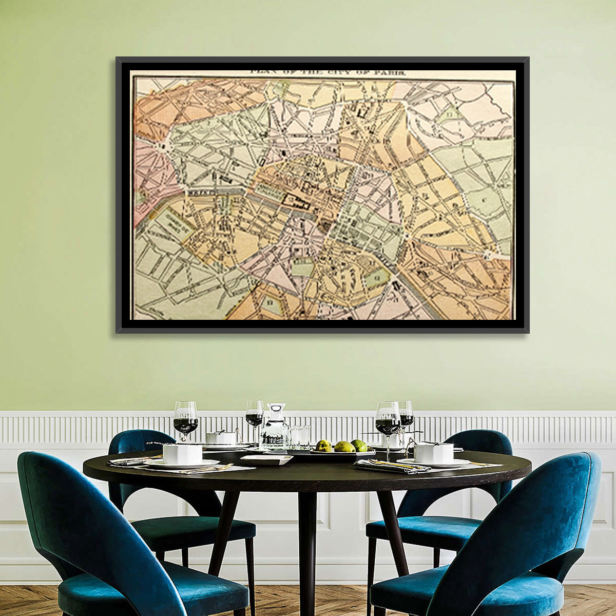 Plan of Paris Wall Art in a room, landscape