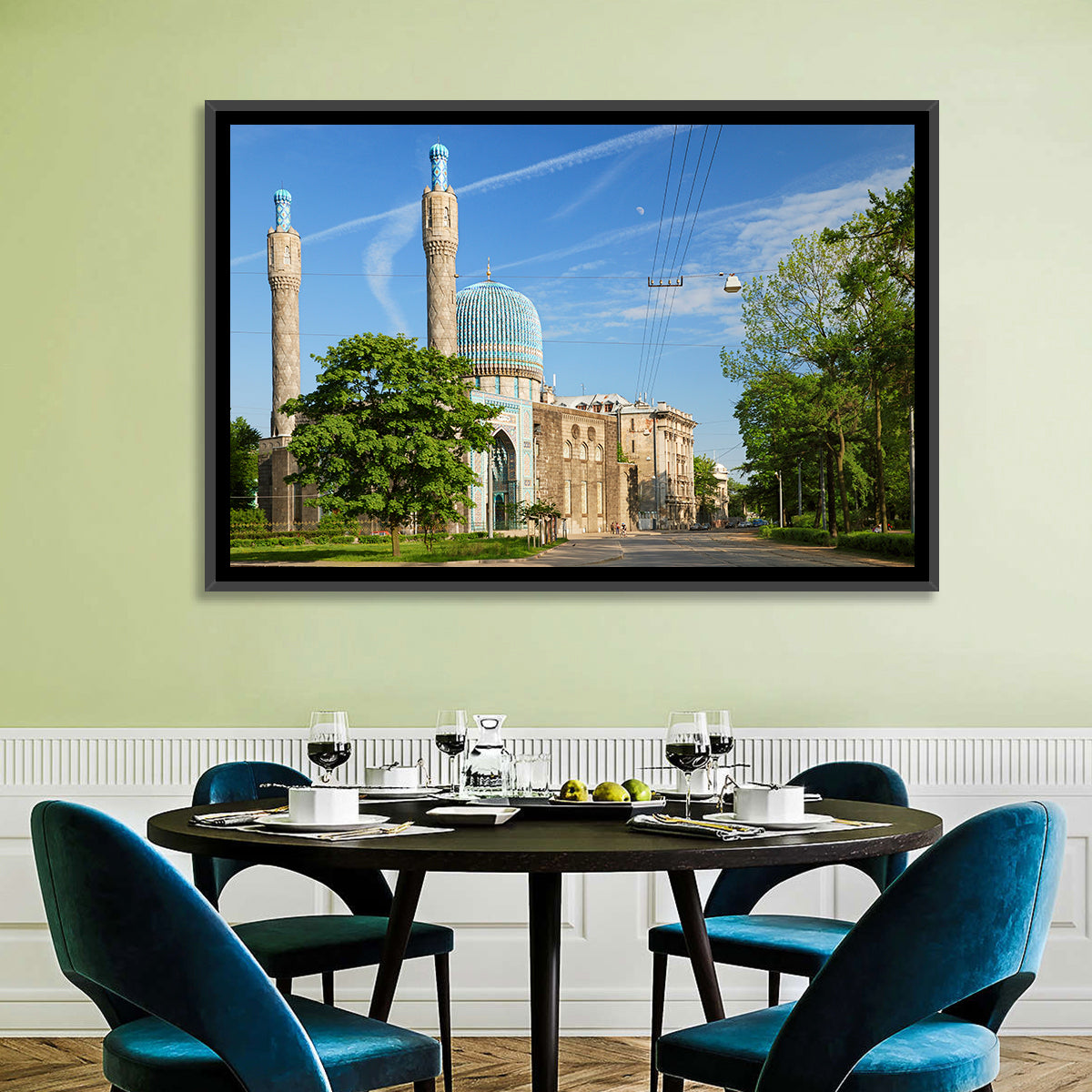 Saint Petersburg Mosque Blue Dome Wall Art in a room, landscape