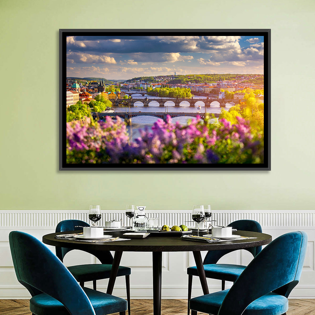 Prague Vltava Bridges in Spring Light Wall Art