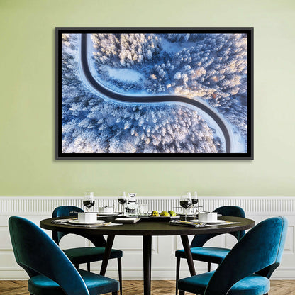 Snowy Forest Road at Golden Hour Wall Art