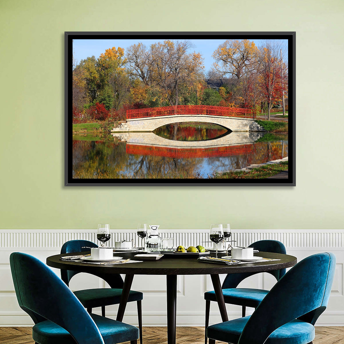 Tenney Park Stone Bridge Reflection Wall Art