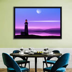 Moonlit Lighthouse Reflection Wall Art