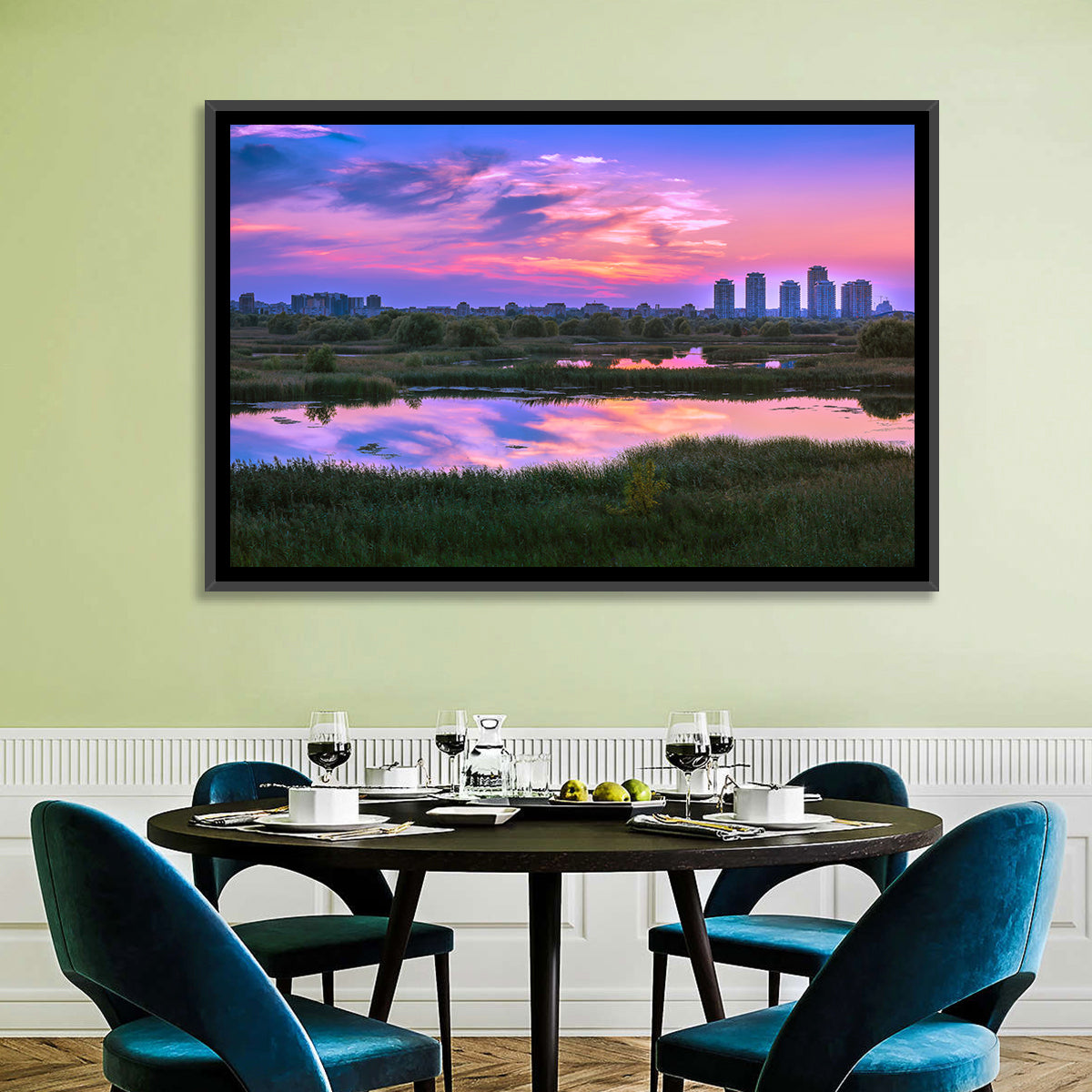 Vacaresti Park Sunset Reflection Wall Art