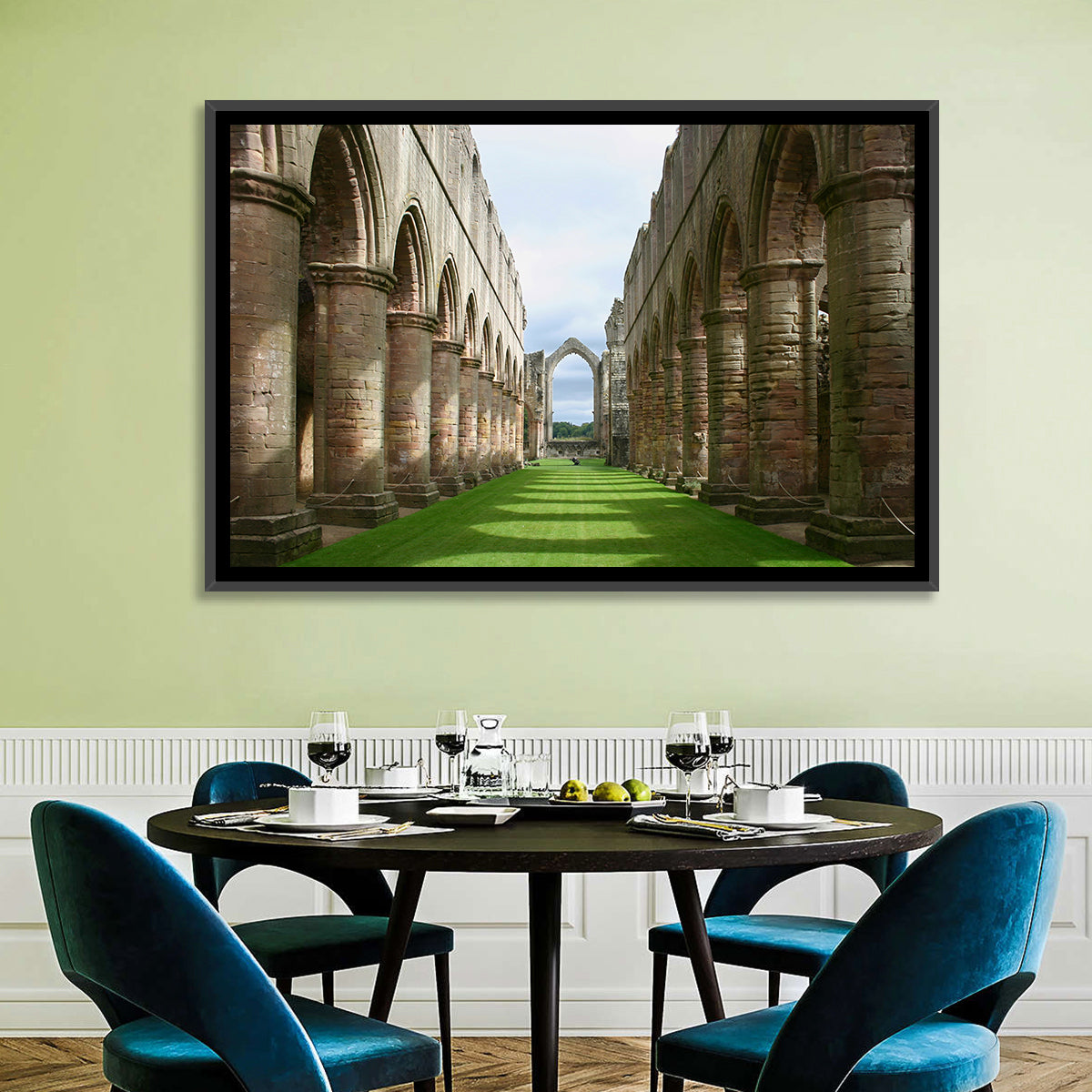 Fountains Abbey Ruins Grassy Nave View Wall Art