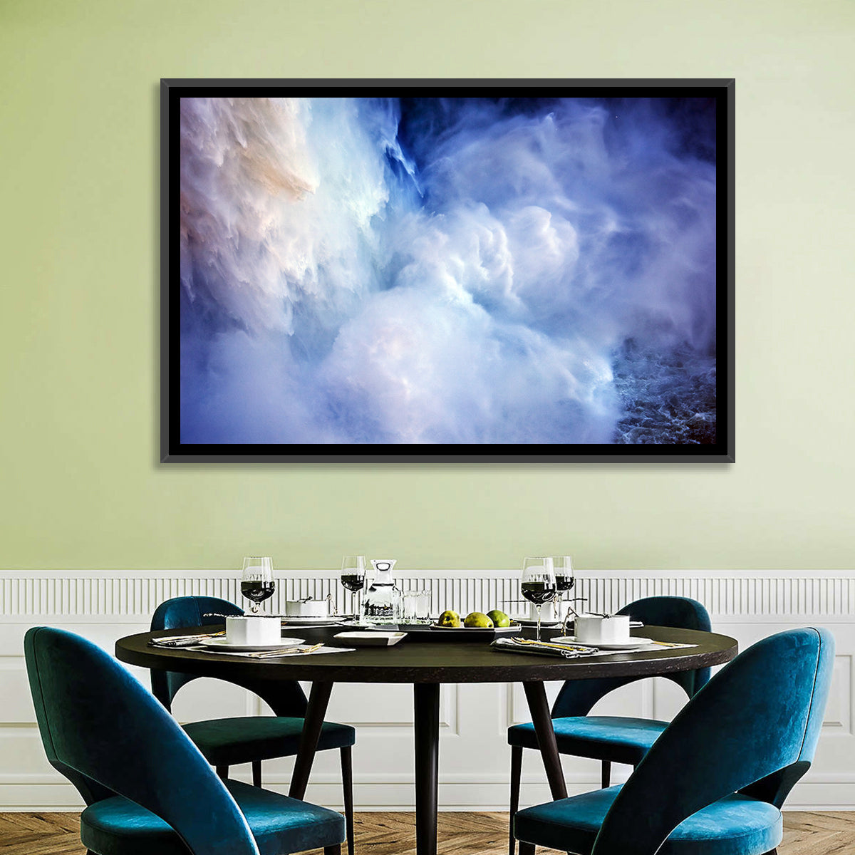 Snoqualme Falls Wall Art in a room, landscape