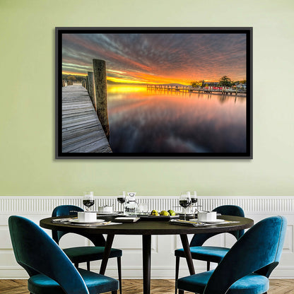 Meredith Bay Pier at Sunrise Wall Art