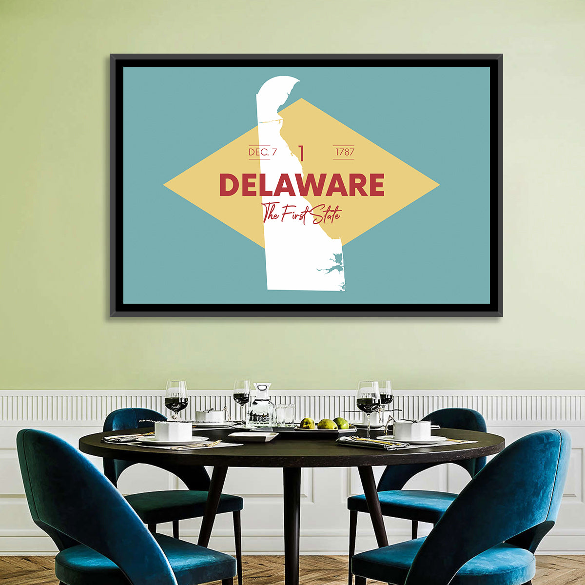 Delaware State Map Graphic Wall Art