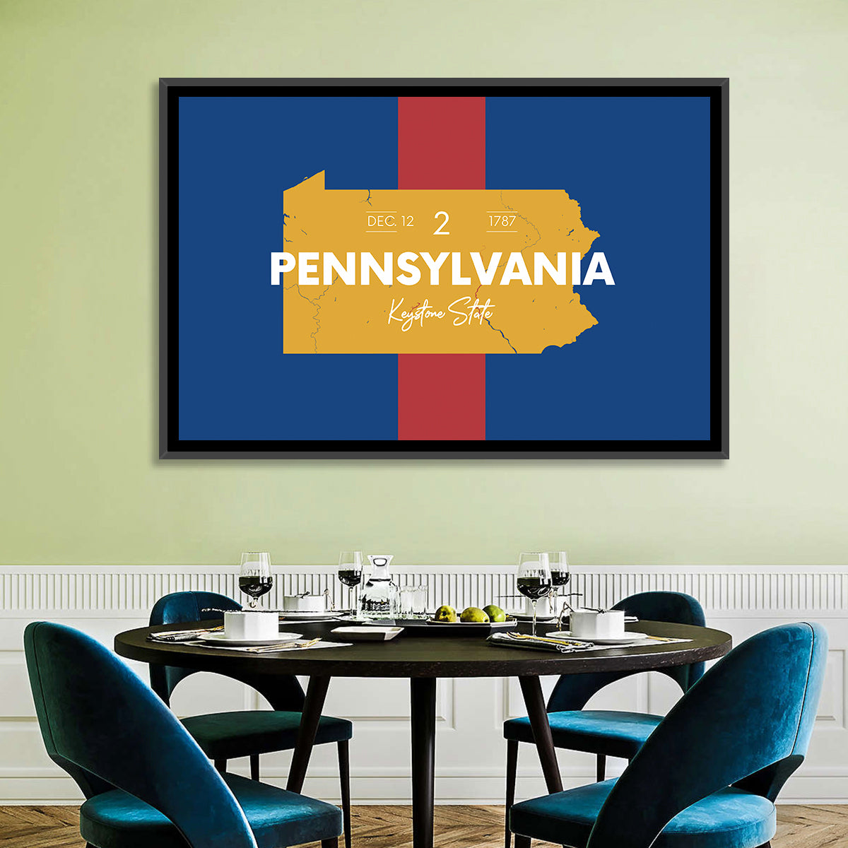 Keystone State Map Graphic Wall Art