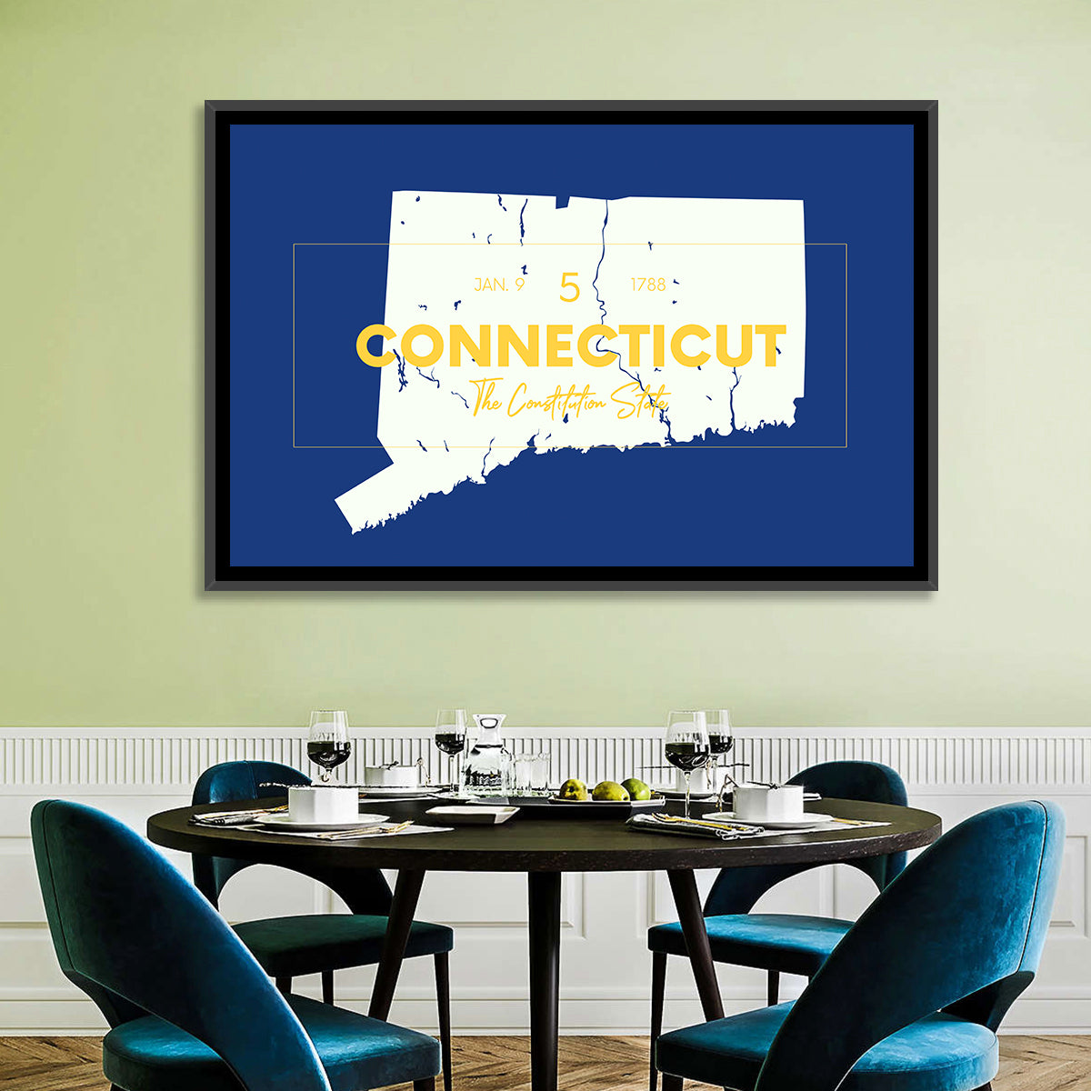 Connecticut State Silhouette Wall Art