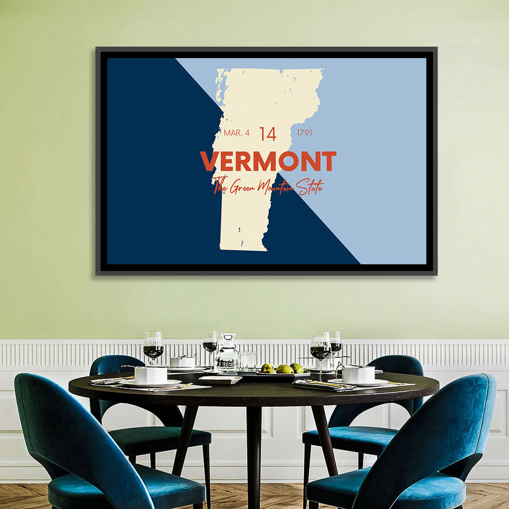 Vermont Map, Green Mountain State Wall Art