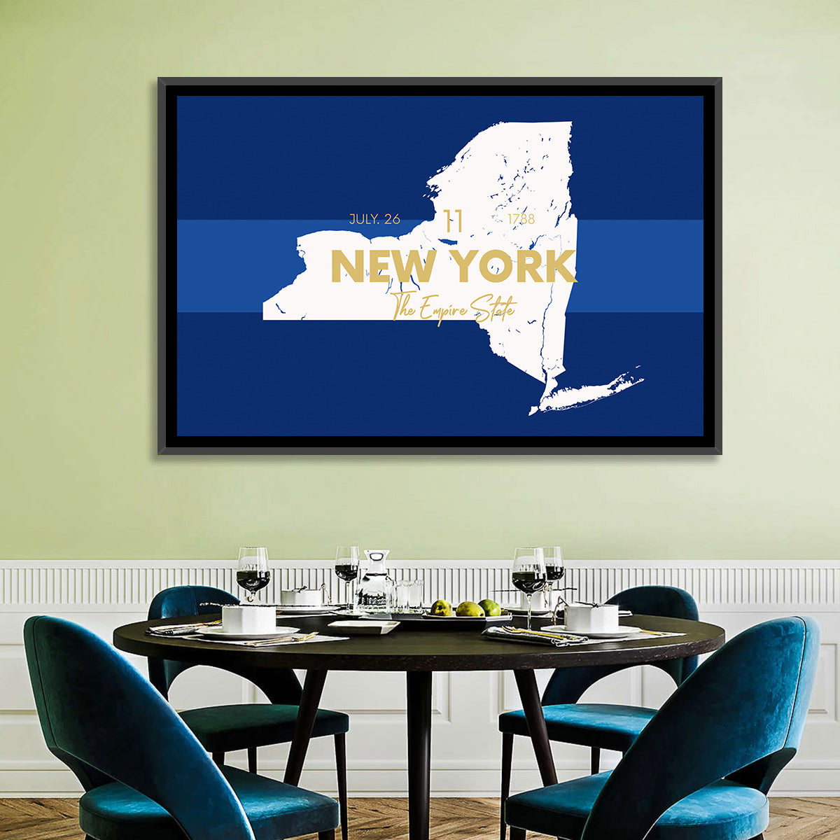 New York State Typographic Map Wall Art