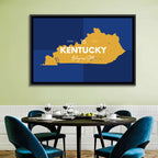 Blue and Gold Kentucky Map Wall Art