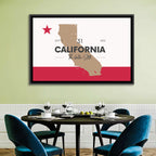 California Map with Red Star Wall Art
