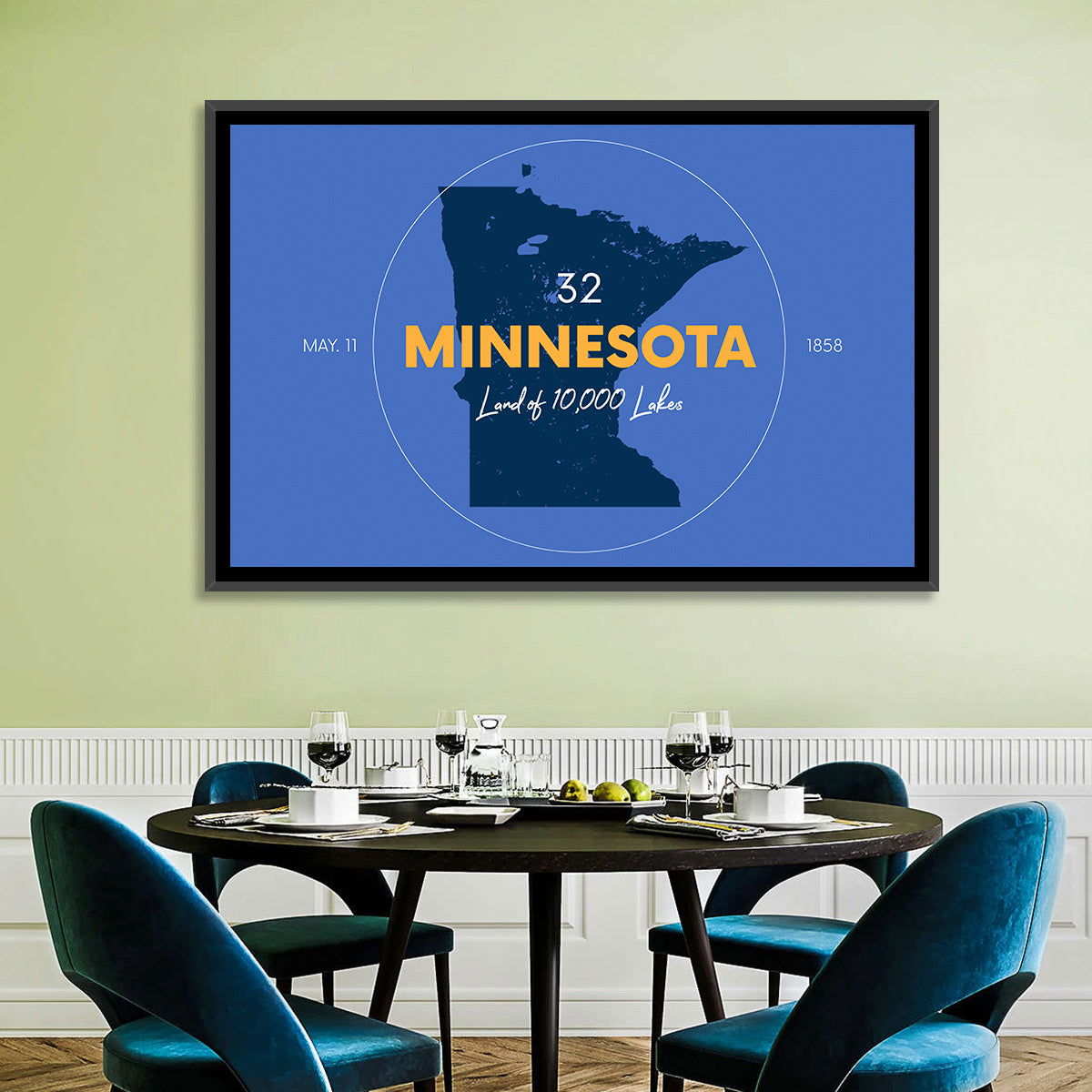 Minnesota State Outline Graphic Wall Art