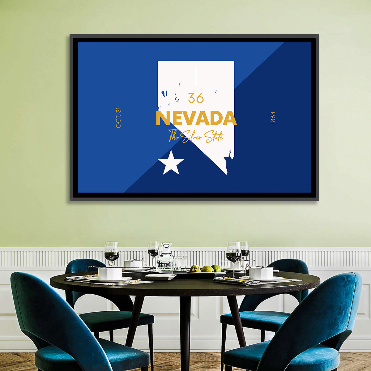 Nevada Map the Silver State Wall Art