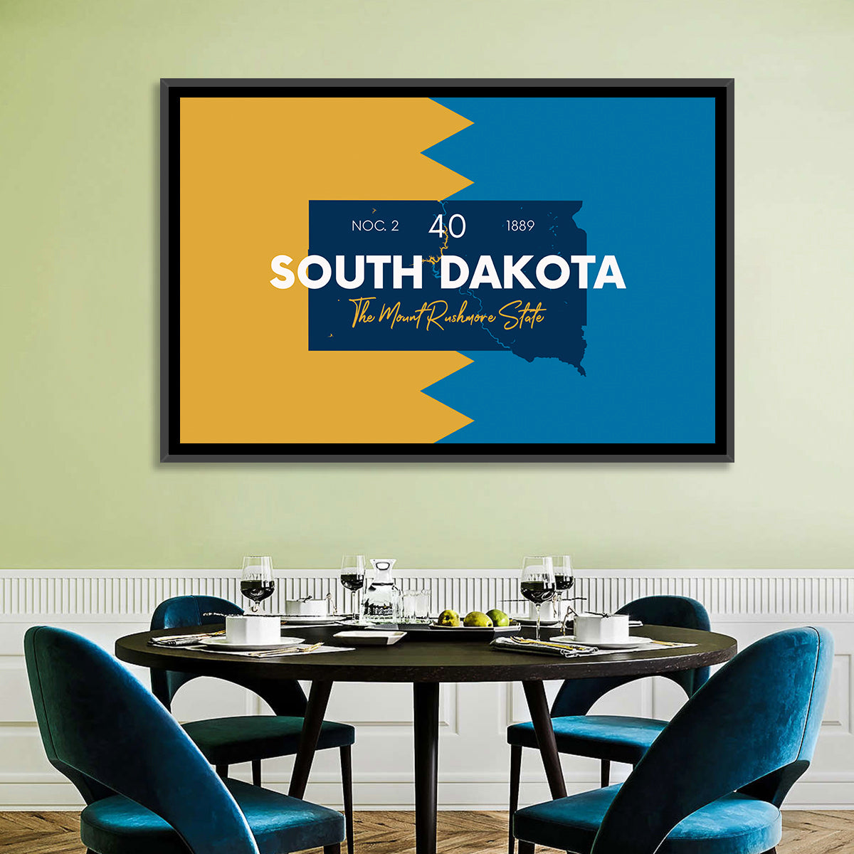 South Dakota Silhouette Map Wall Art