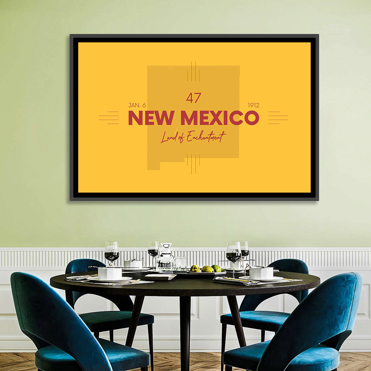 New Mexico Typographic Map 1912 Wall Art