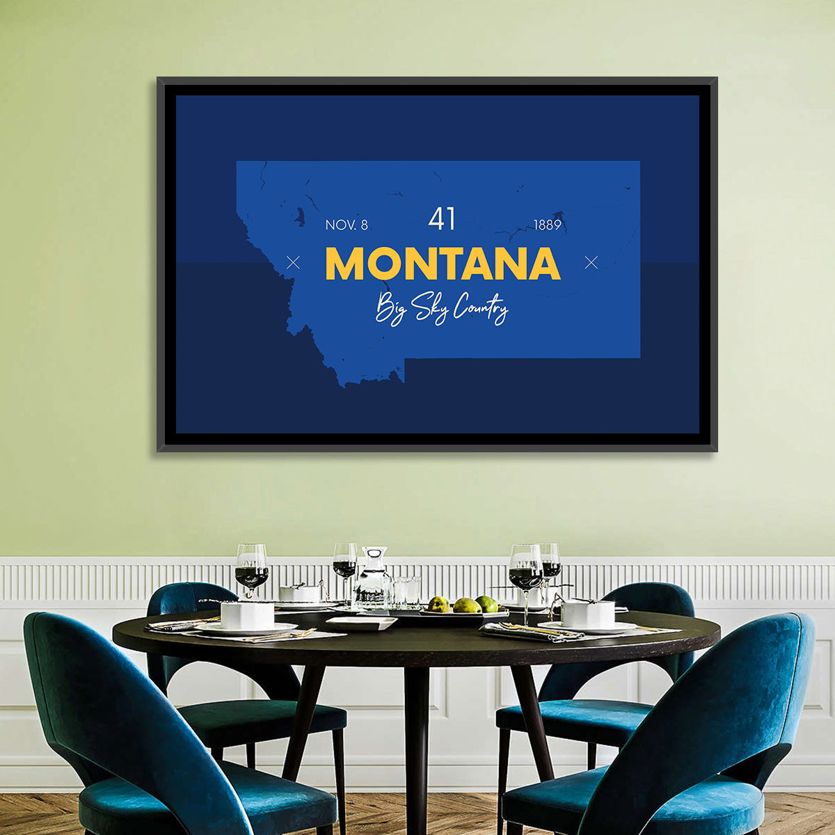 Montana Map Typography Big Sky Country Wall Art