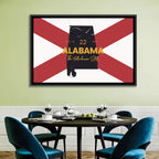 Alabama Map Over State Flag Wall Art