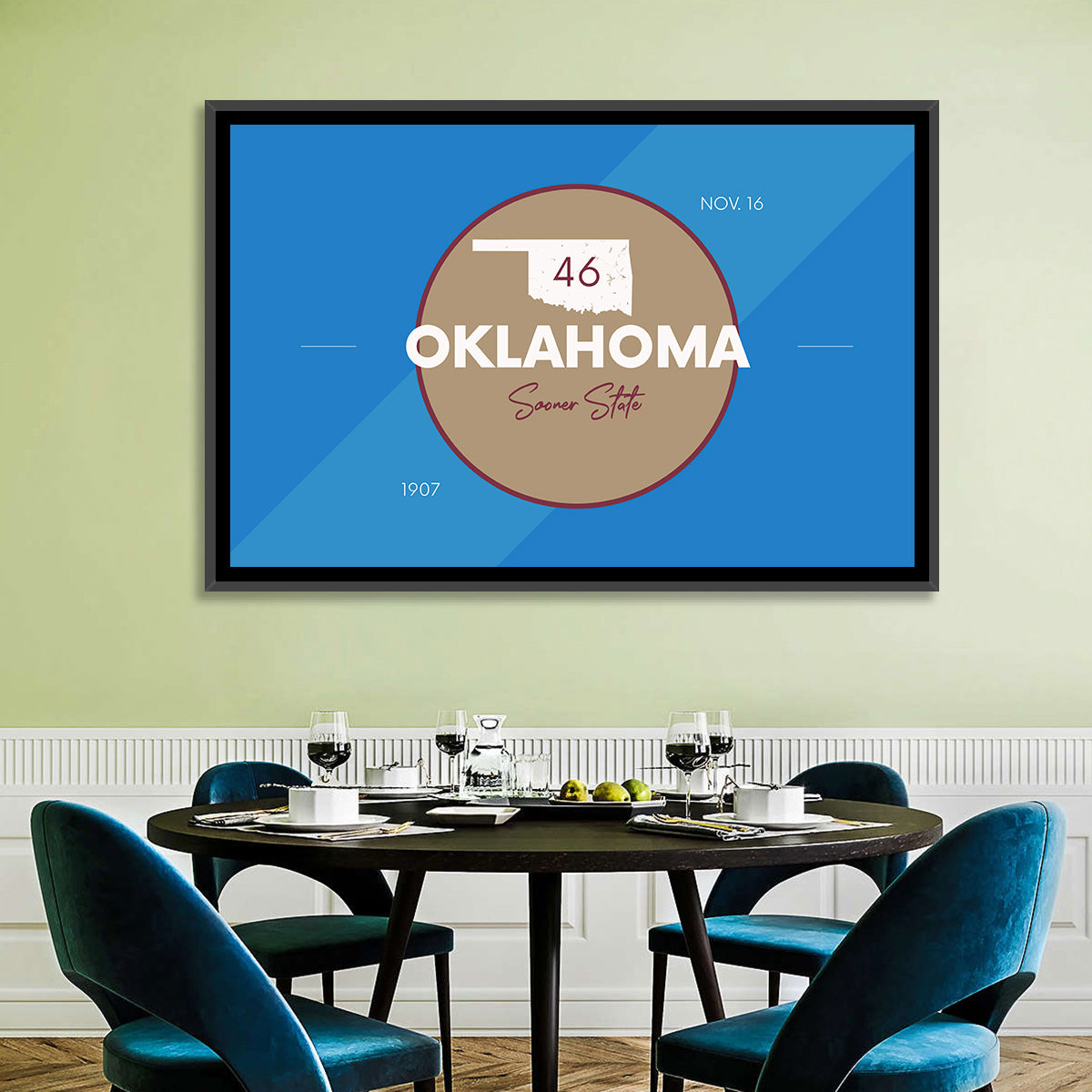 Oklahoma State Medallion Map Wall Art