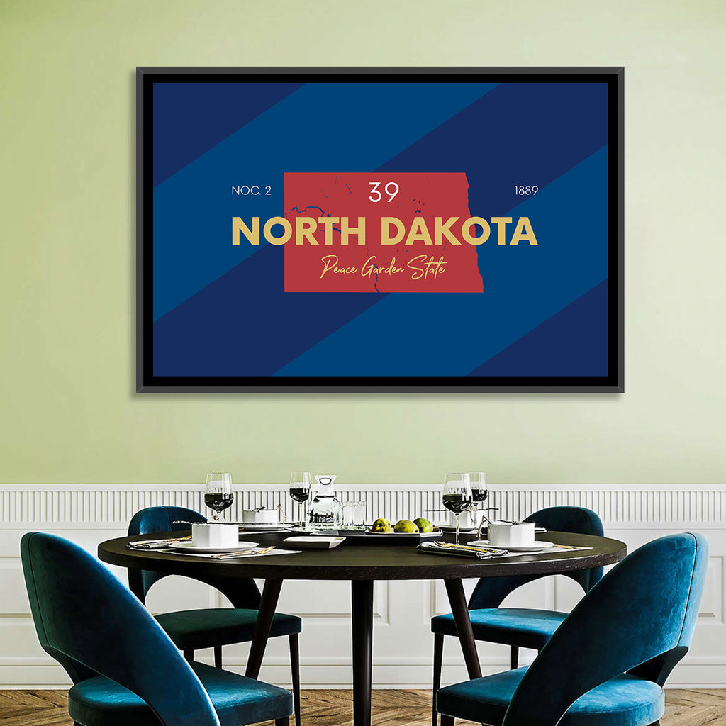 North Dakota Map Graphic Number 39 Wall Art
