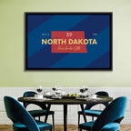 North Dakota Map Graphic Number 39 Wall Art
