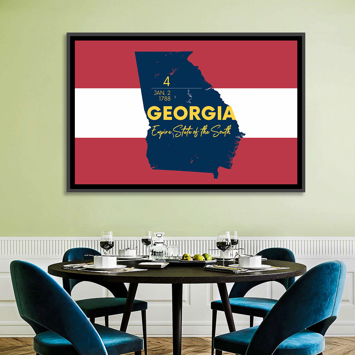 Georgia Silhouette Map Wall Art in a room, landscape