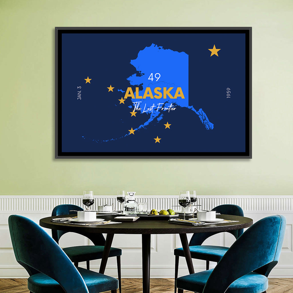Alaska Map with Gold Stars Wall Art