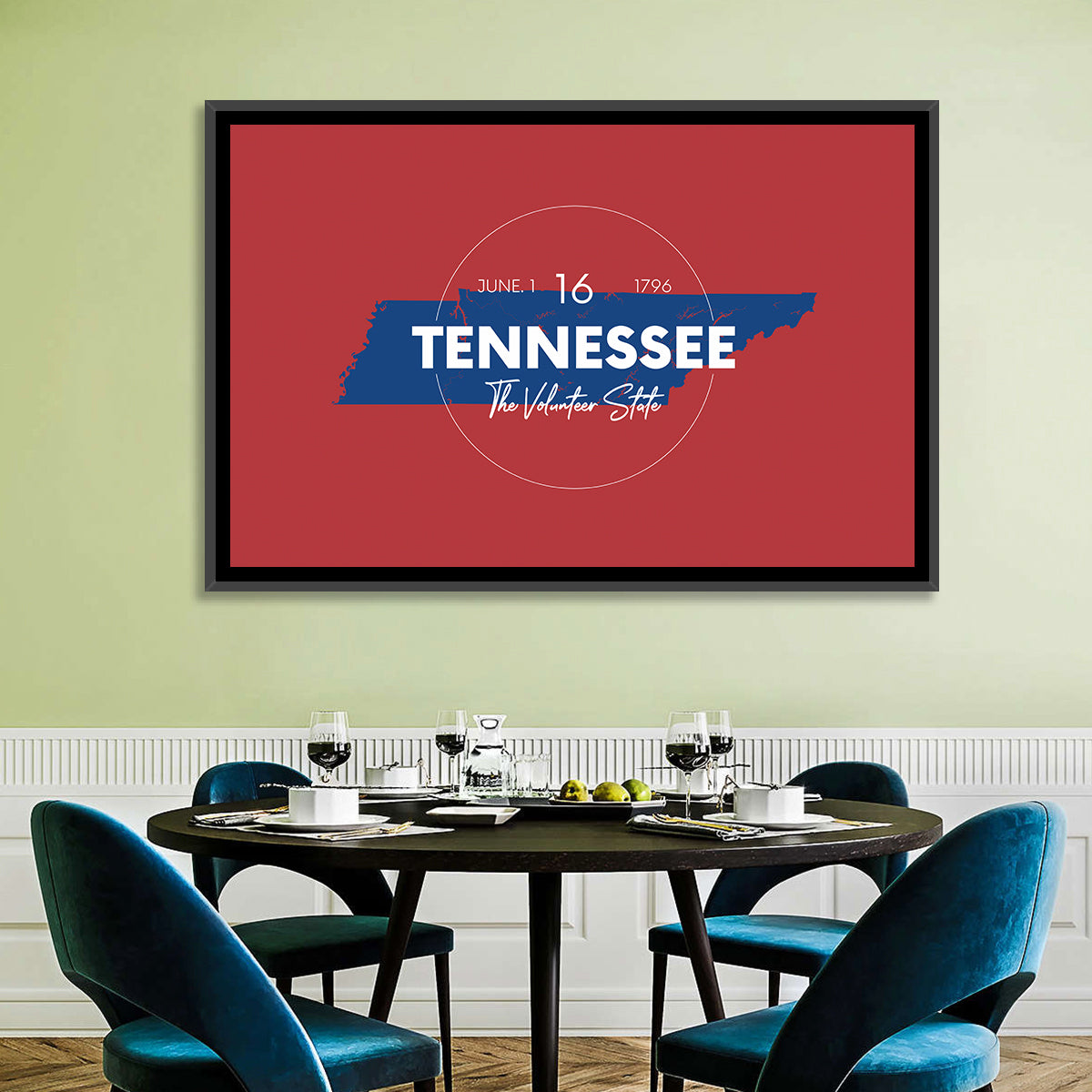 Tennessee Typographic Map Wall Art