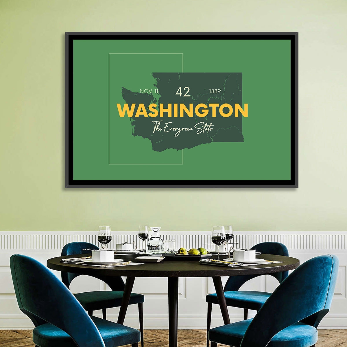 Minimalist Washington State Map Wall Art