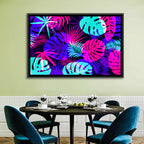 Neon Tropical Leaves Wall Art