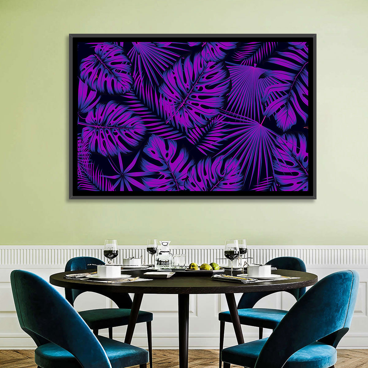 Violet Tropical Leaves Wall Art