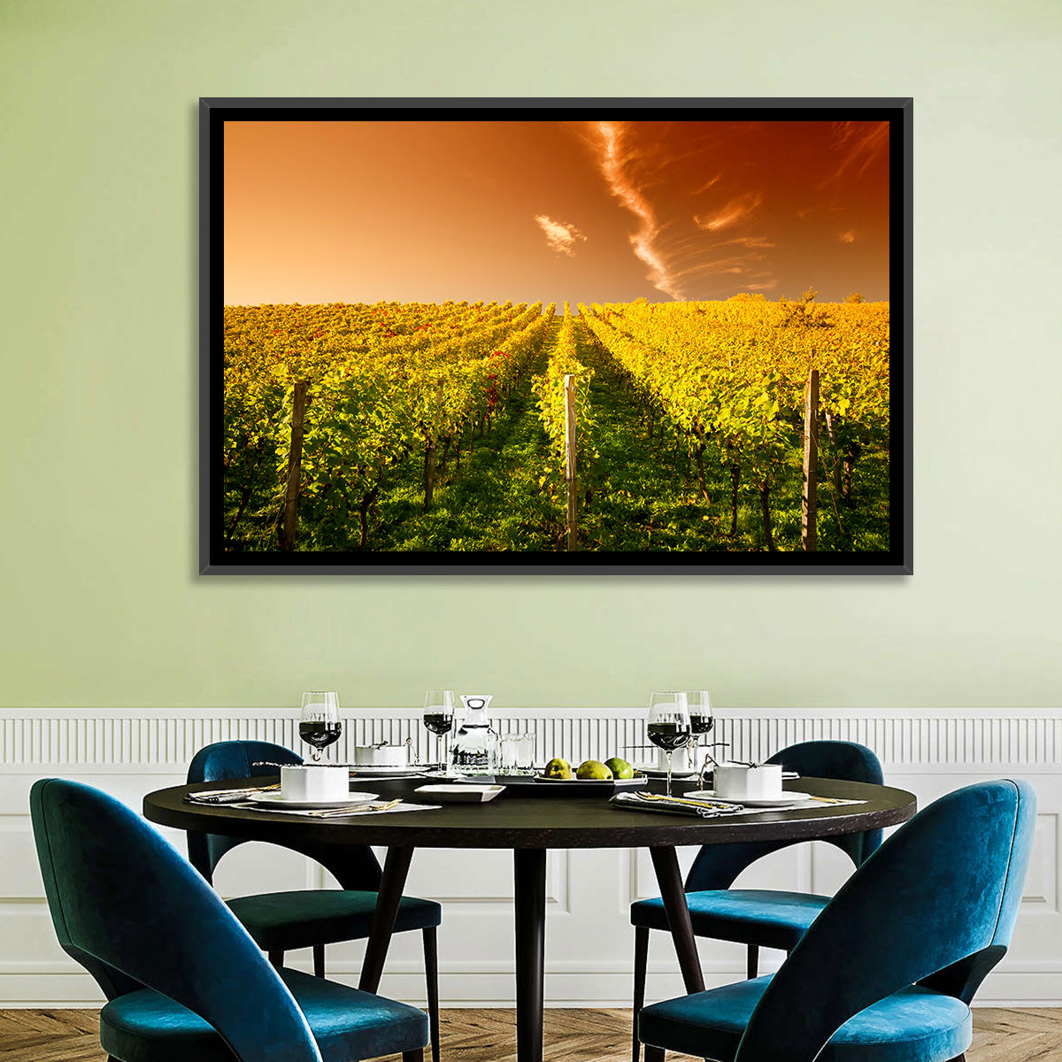 Golden Vineyard Sunset Wall Art