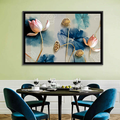 Blue Lotus Botanical Backdrop Wall Art