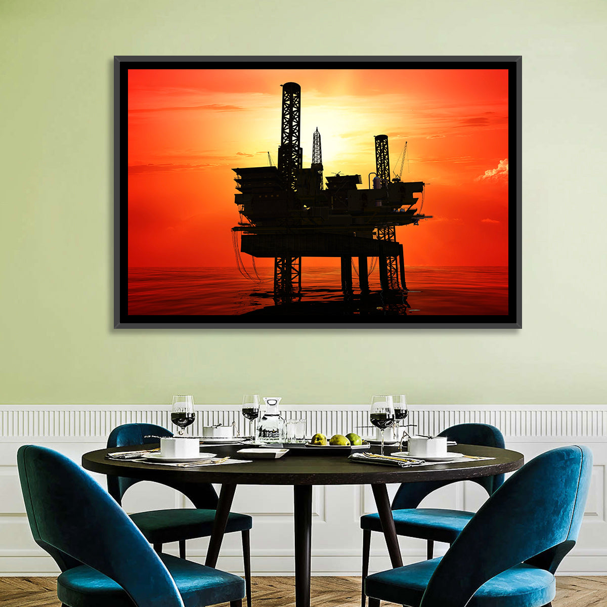 Oil Rig Silhouette Wall Art