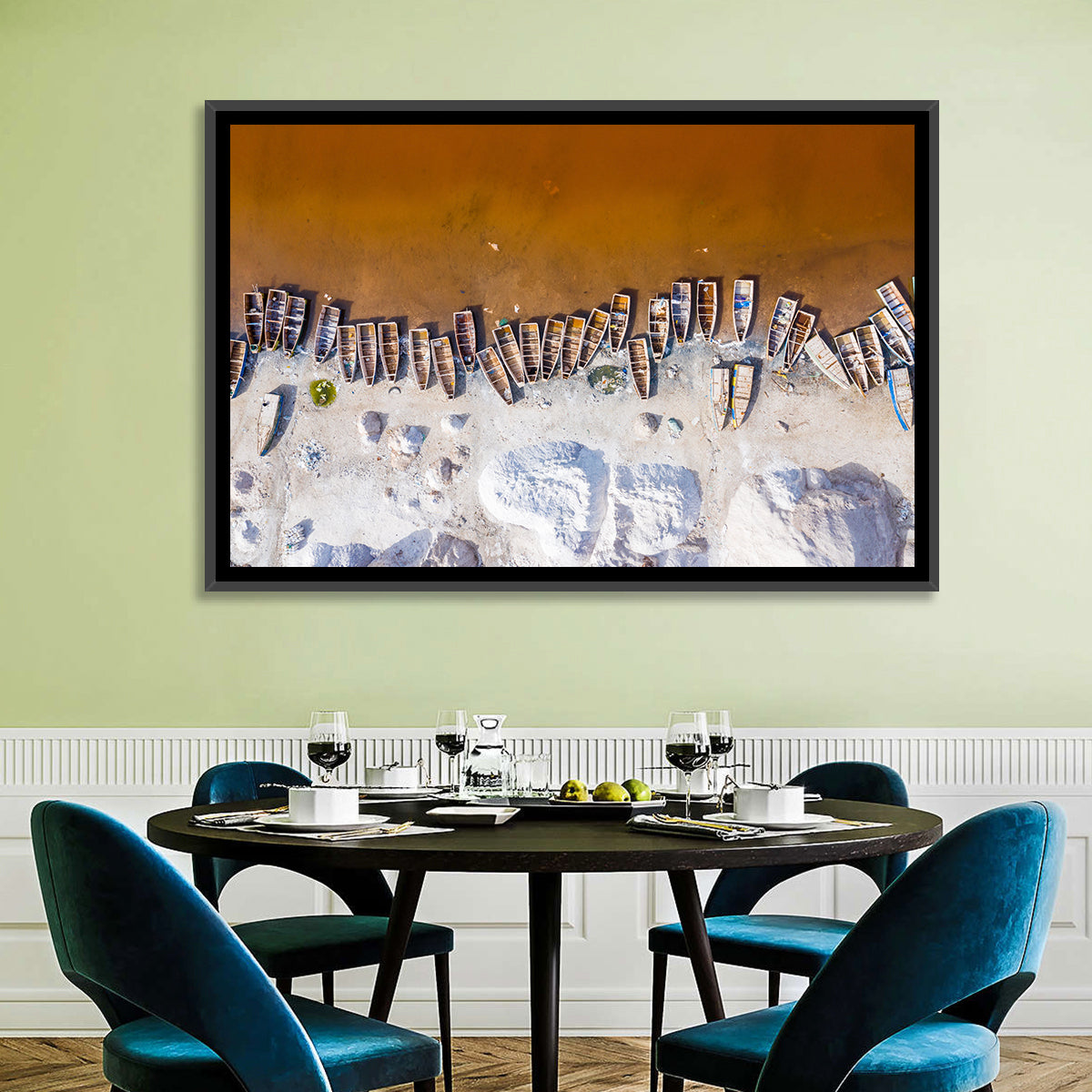 Lac Rose Boats Aerial View Wall Art