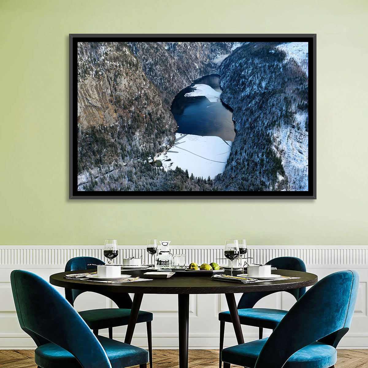Toplitz Lake Winter Aerial Wall Art