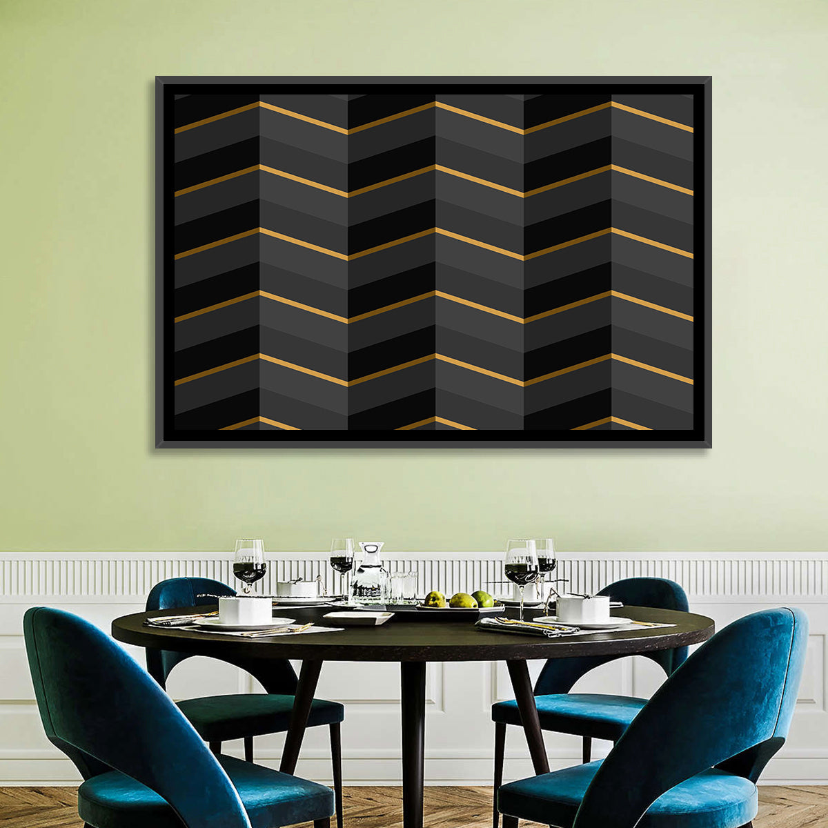 Black Stripes with Gold Accents Wall Art