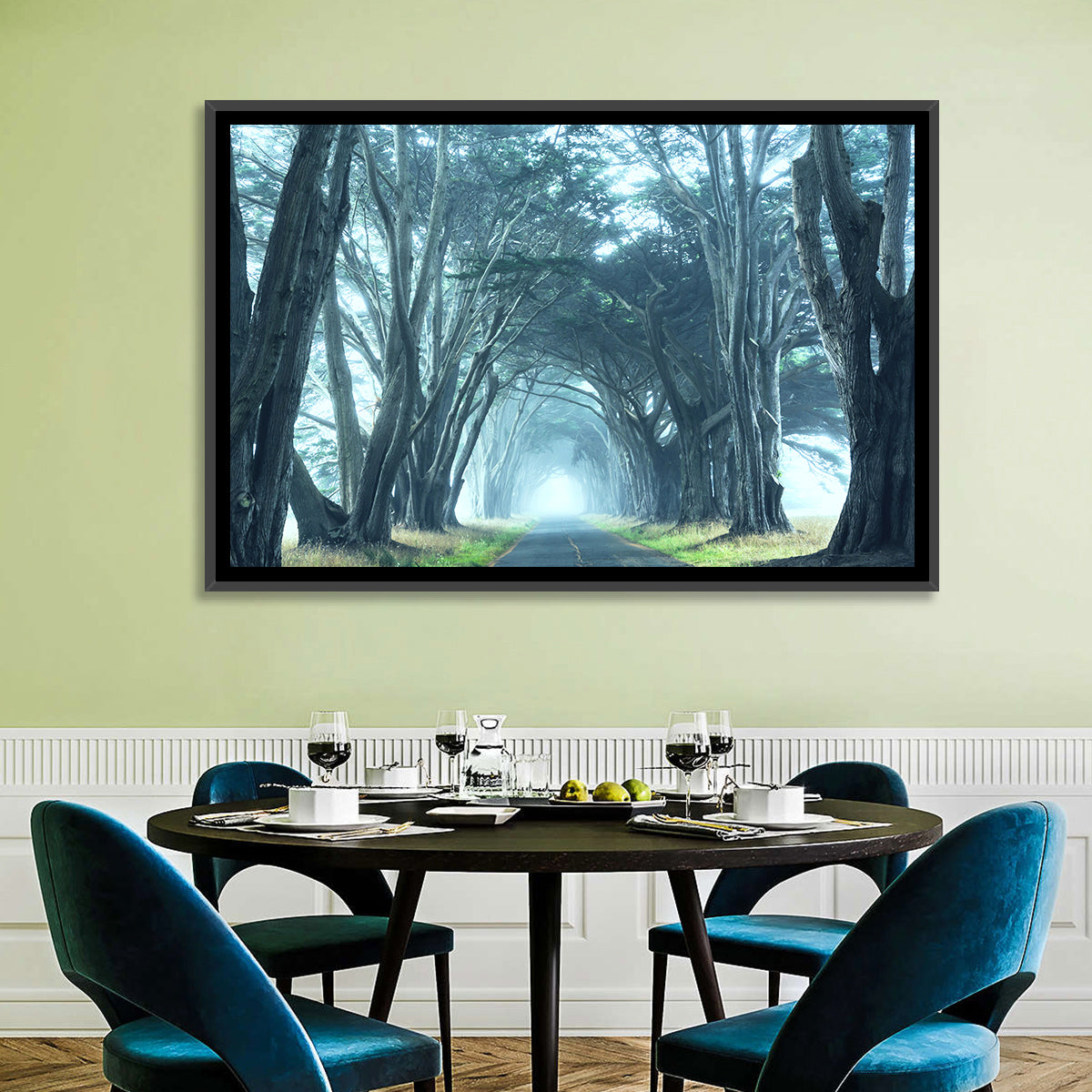 Foggy Cypress Tree Tunnel Wall Art