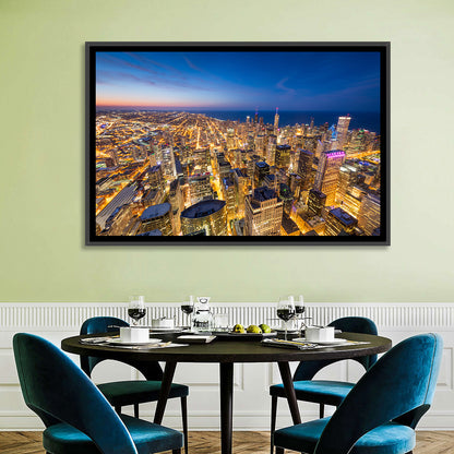 Aerial Chicago Nightscape Wall Art