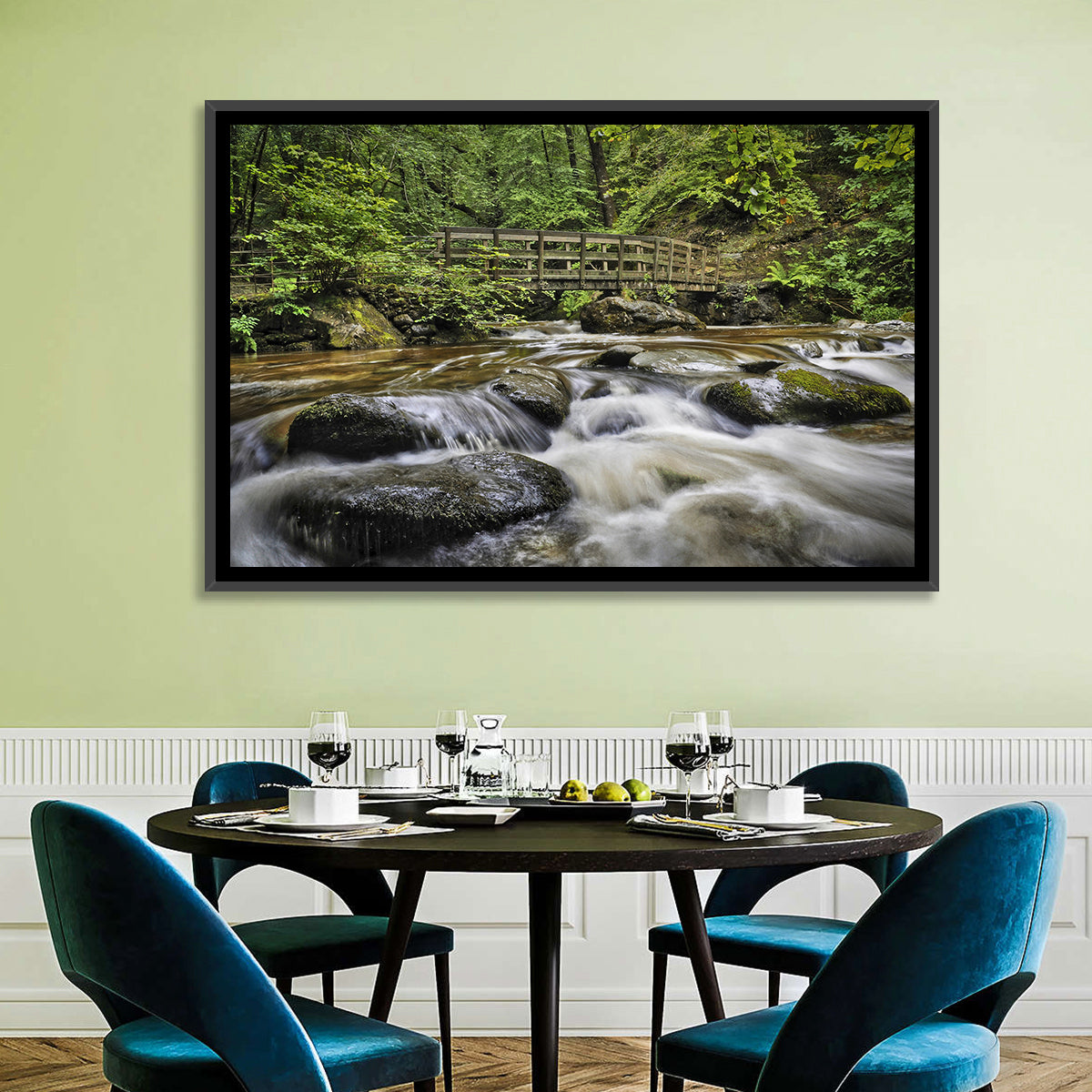 Stock Ghyll Footbridge Forest Stream Wall Art