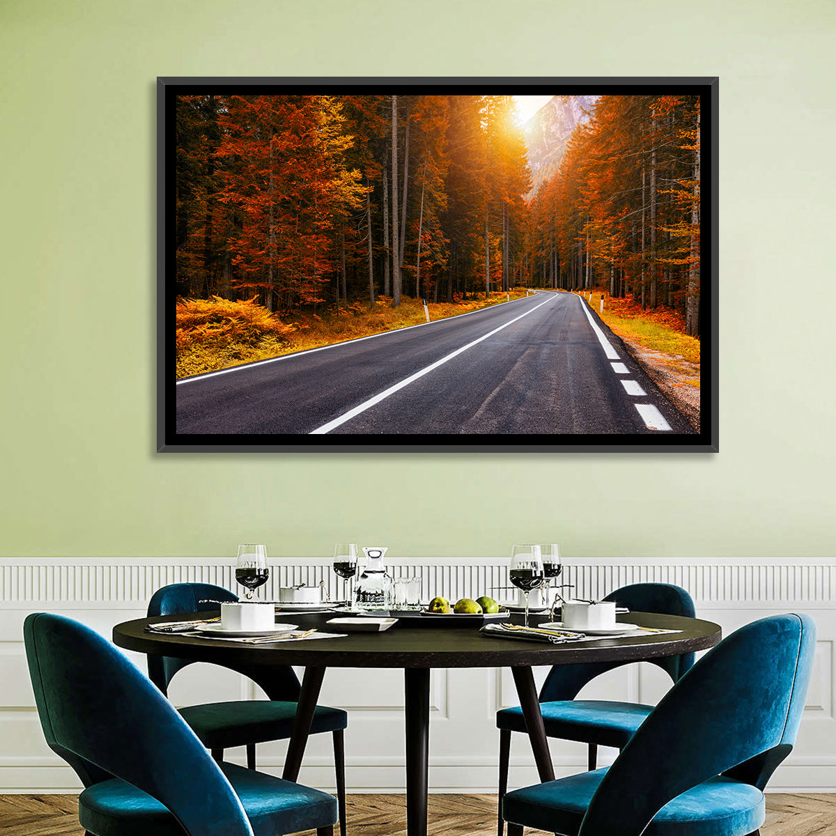 Golden Hour Forest Road Wall Art