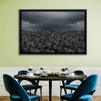 Clustered Umbrellas in Rain Wall Art