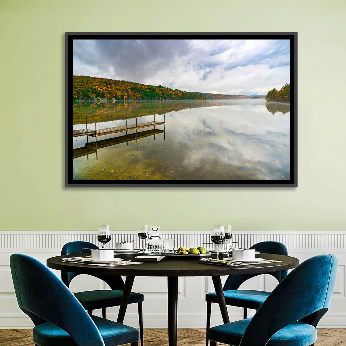 Misty Dock at Lake Squam Wall Art