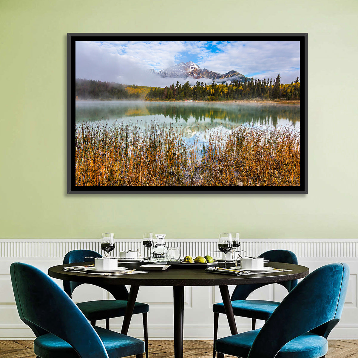 Pyramid Mountain with Golden Grasses Wall Art