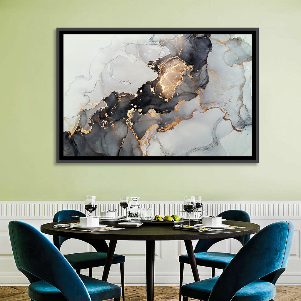 Black Fire Marble Abstract Wall Art