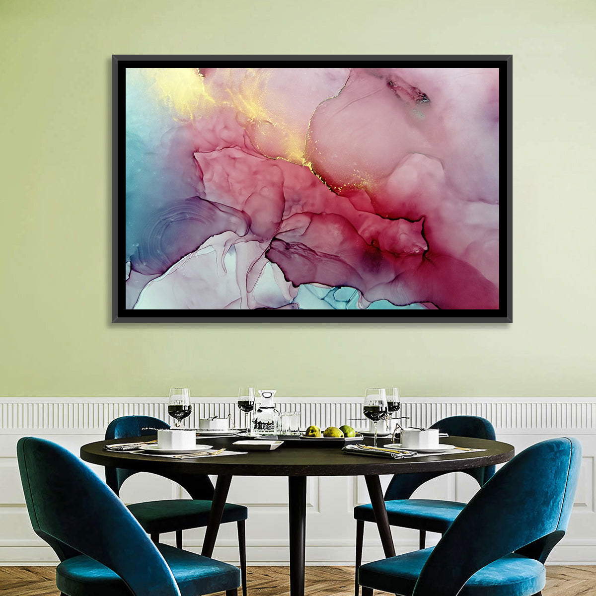 Pink and Gold Fluid Abstract Wall Art