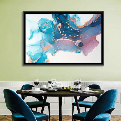 Fluid Ink with Metallic Gold Accents Wall Art
